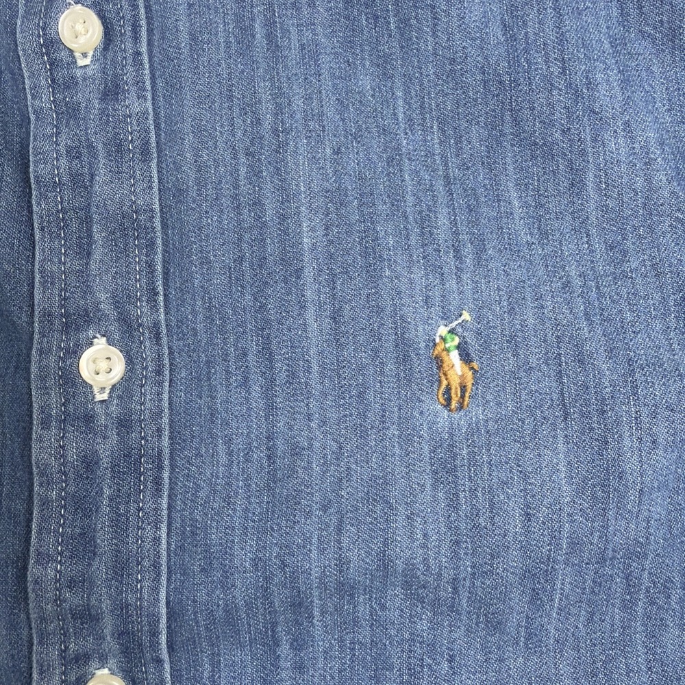 Polo Ralph Lauren Boys Button-Down Long Sleeve Pony Chambray Denim Shirt‎ Large - Picture 5 of 16